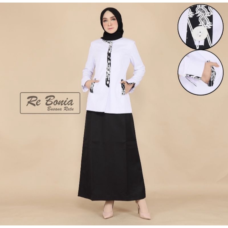 Blezer PNS/pdh hitam putih Lis batik/Baju guru