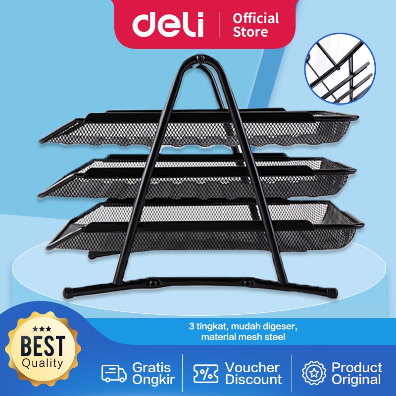 

Deli Rak Pengatur Dokumen File Document Tray 3 tier Mesh 350 278 275mm 1290 gram E9181