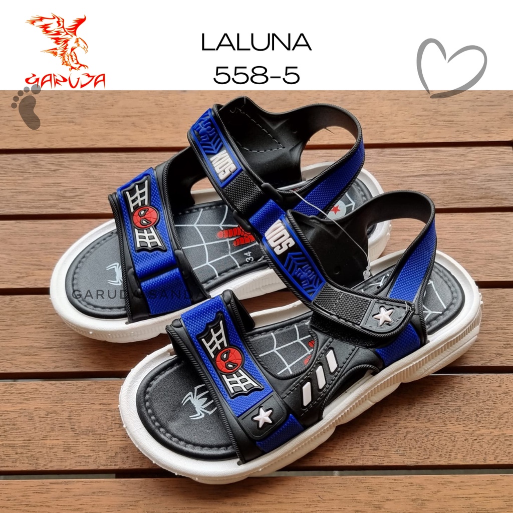 Sandal Gunung Anak Laluna 558 -5 LLS Karet let velcro Import Spiderman 31-35