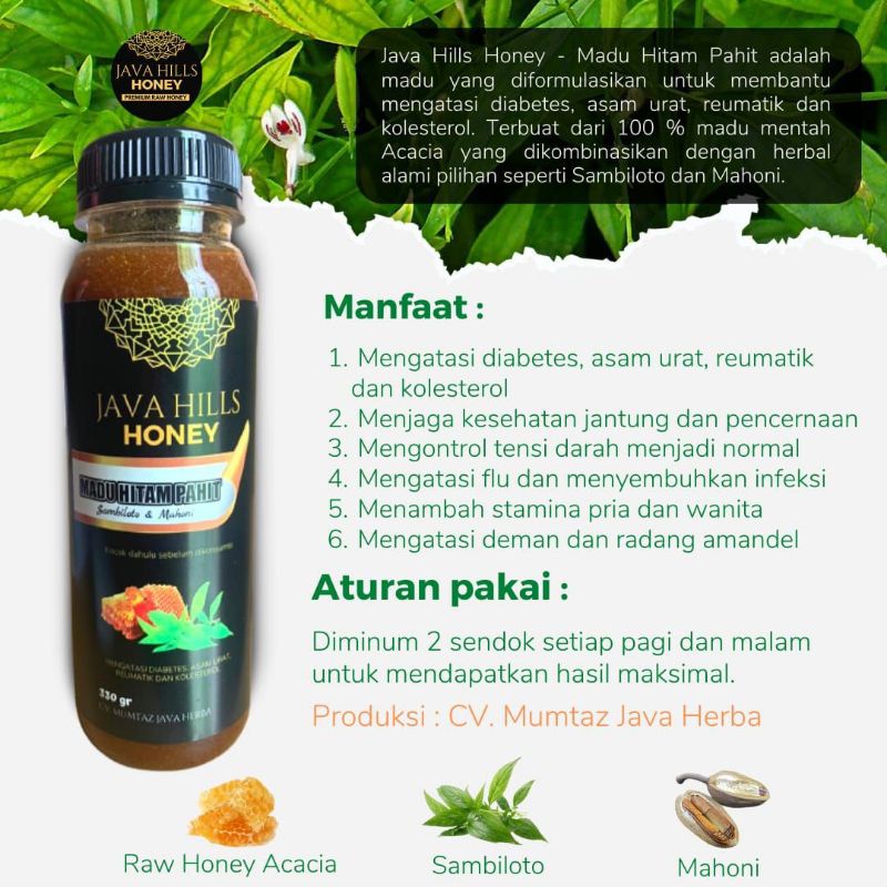 

Madu Asli Murni Herbal Java Hills Honey Hitam Pahit