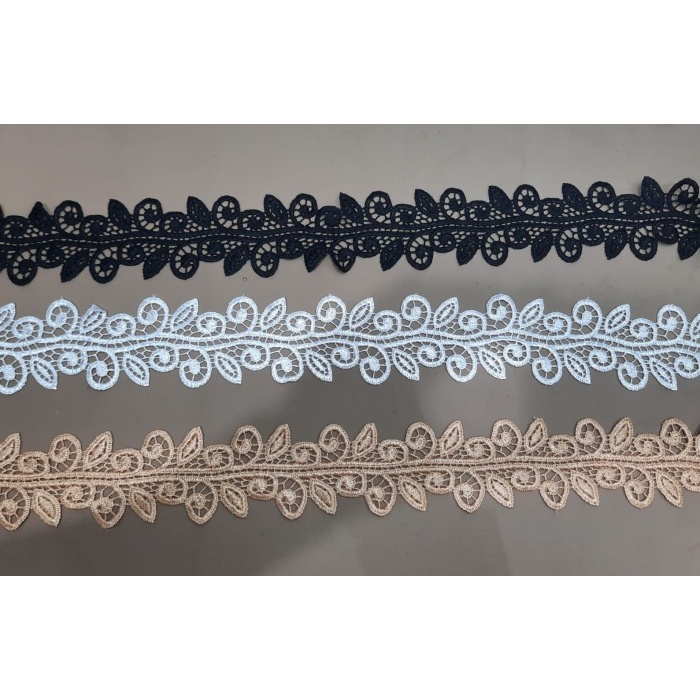 Bordir Kain Renda Bordir Giper - (G-33920) Bunga Besar - (Lebar +/-6 Cm)