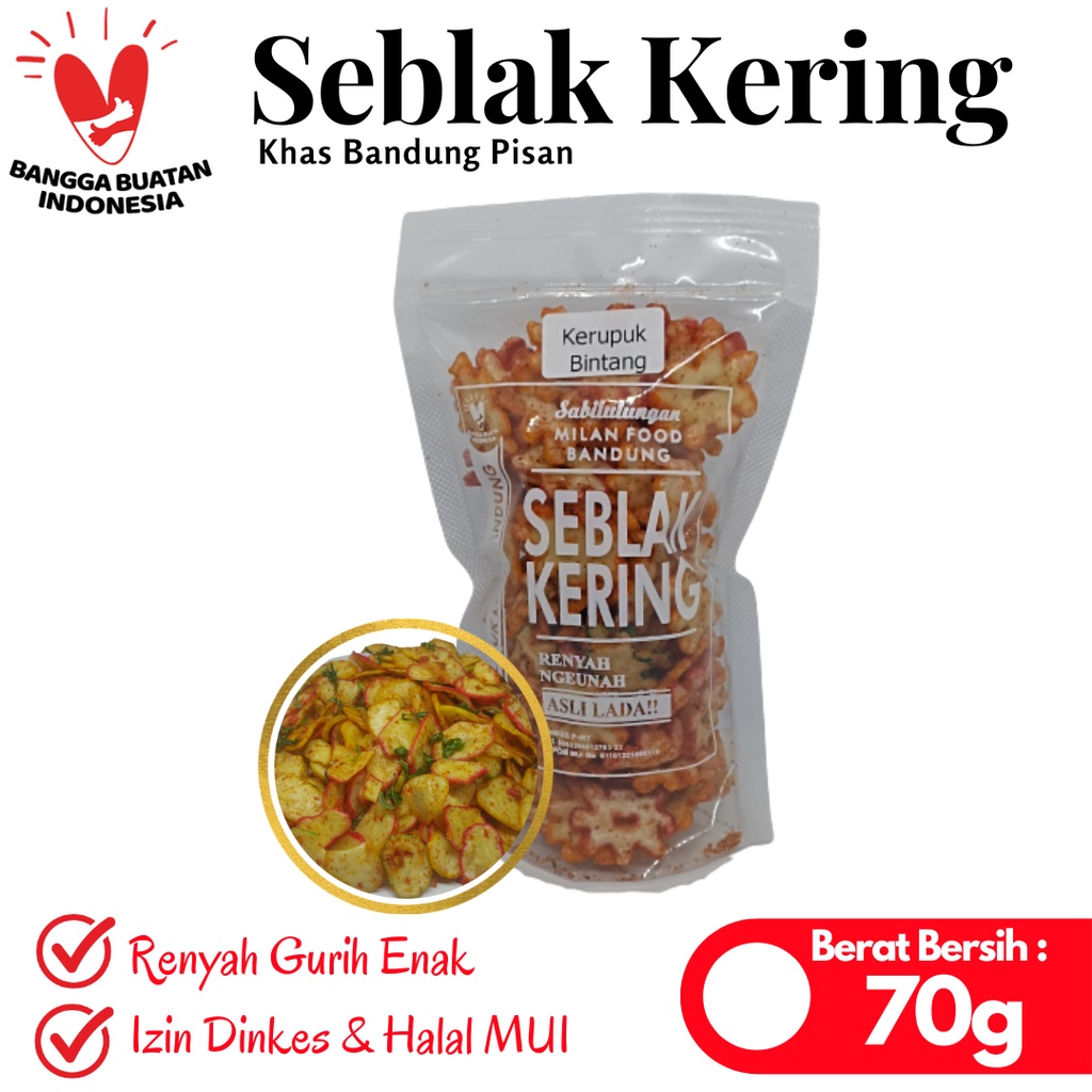 

Seblak kering Cemilan Keripik snack pedas camilan murah enak bukan cireng kerupuk bintang 70g