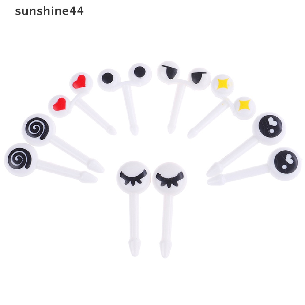 Sunshine 10Pcs Tusuk Gigi Bentuk Mata Kartun mini reusable Untuk Gurun Anak