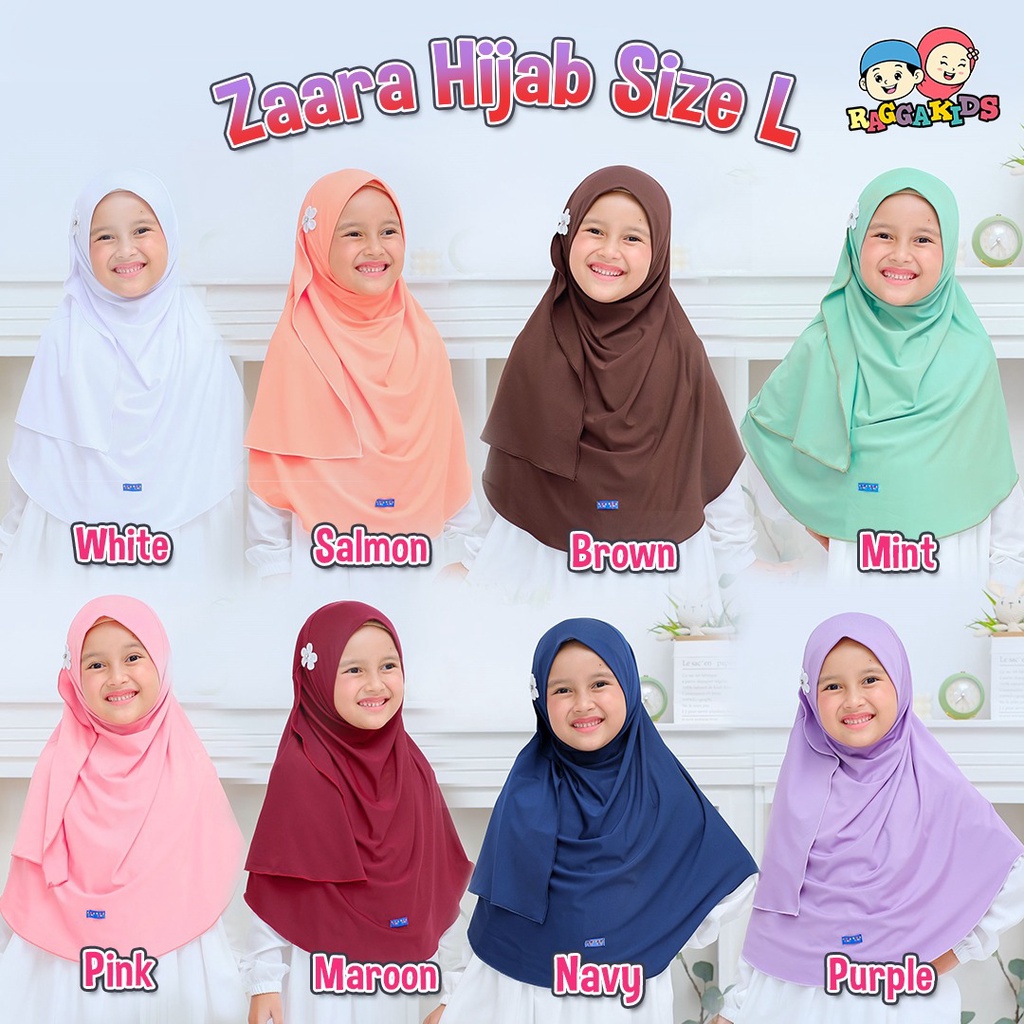 Jilbab Khimar Pashmina Instan Hijab Anak Seragam Sekolah Mengaji  Bayi Remaja 1-13 tahun Khimar Bergo Pastan Zaara Hijab