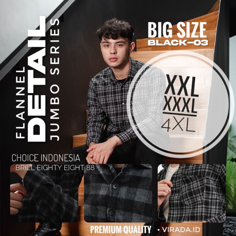 (NEW - COD) KEMEJA FLANEL/POLOS JUMBO LENGAN PANJANG XXL - XXXL XXXXL (4XL) BRILL EIGHTY EIGHT UNISE