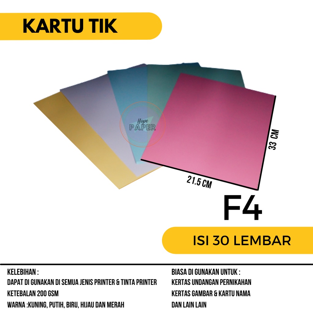 

Kertas TIK F4 isi 30 lembar / Kertas 200gsm F4 TIK