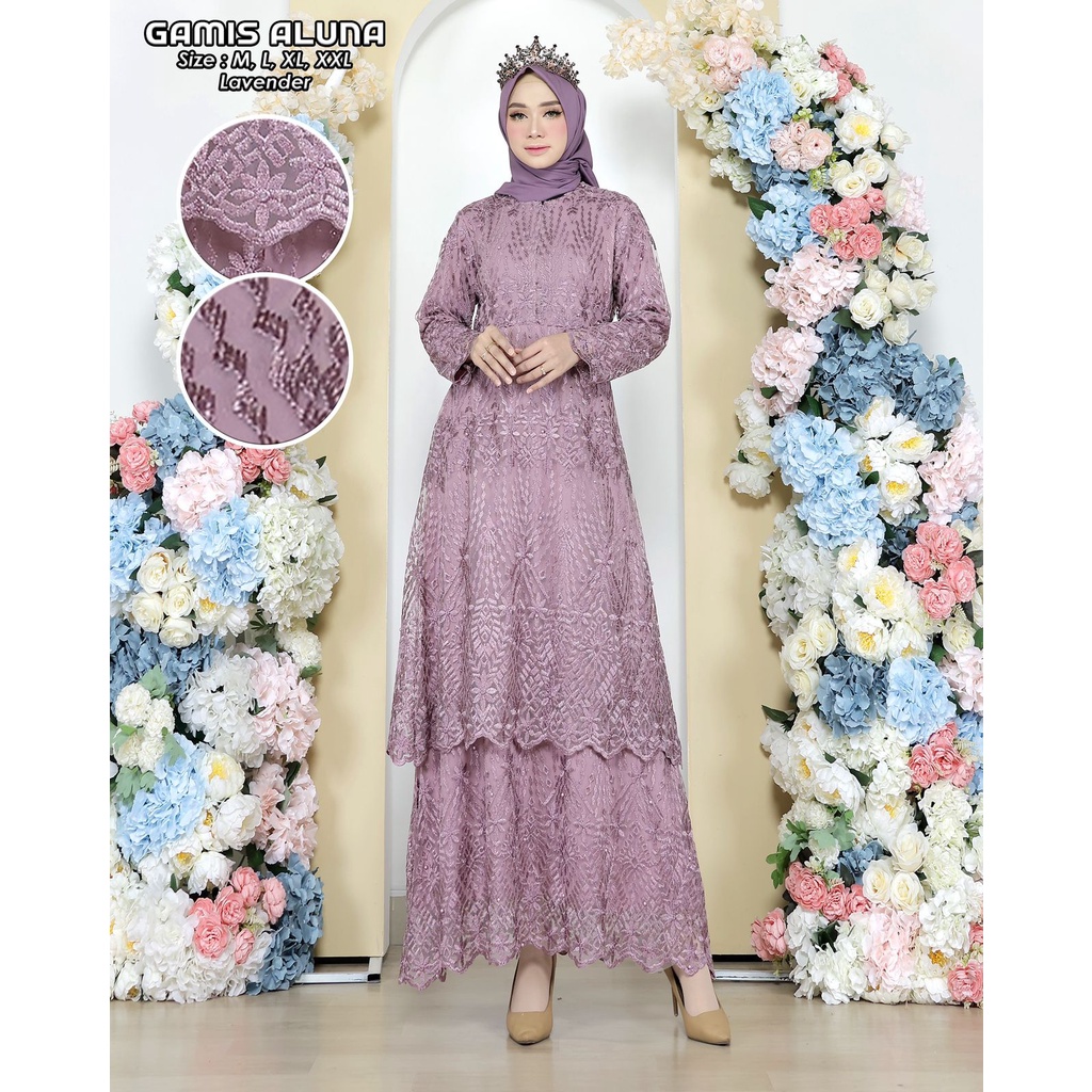 SABEENA - Gamis Tingkat Bahan Tille Mutiara Premium  Dress Busui Kebaya Modreen