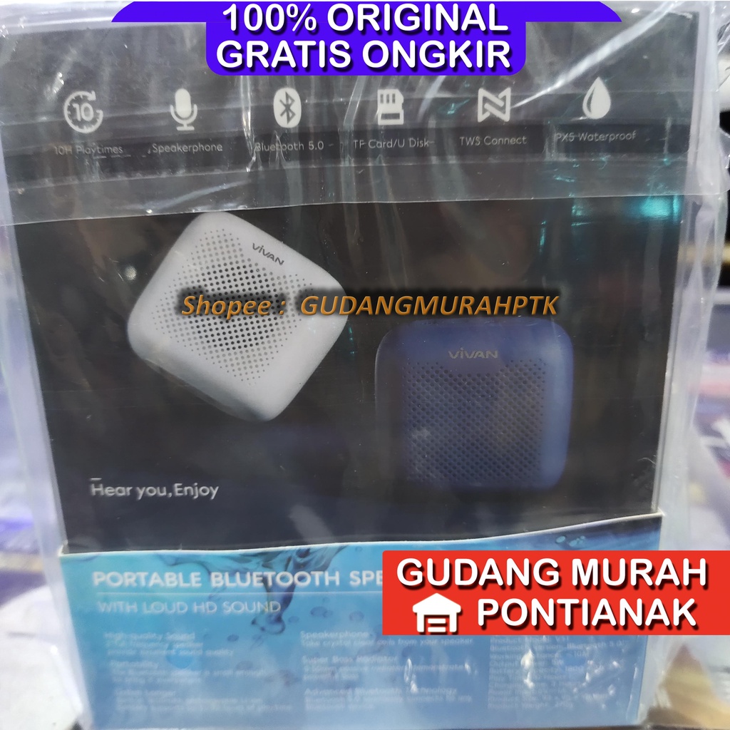 Speaker Bluetooth VIVAN VS1 Mini Wireless Audio Portable Mega Bass Waterproof IPX5 Hi-Fi - Garansi Resmi 1 Tahun