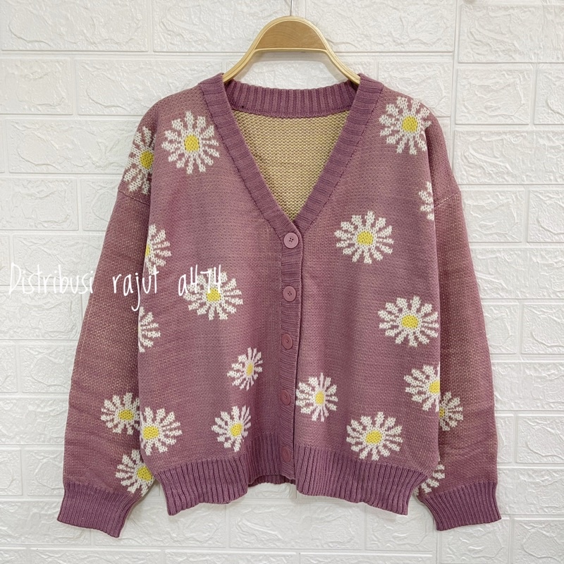 Vabesha Cardi rajut motif bunga| Cardingan Crop Top Atasan Cardingan Wanita Top Lengan Panjang