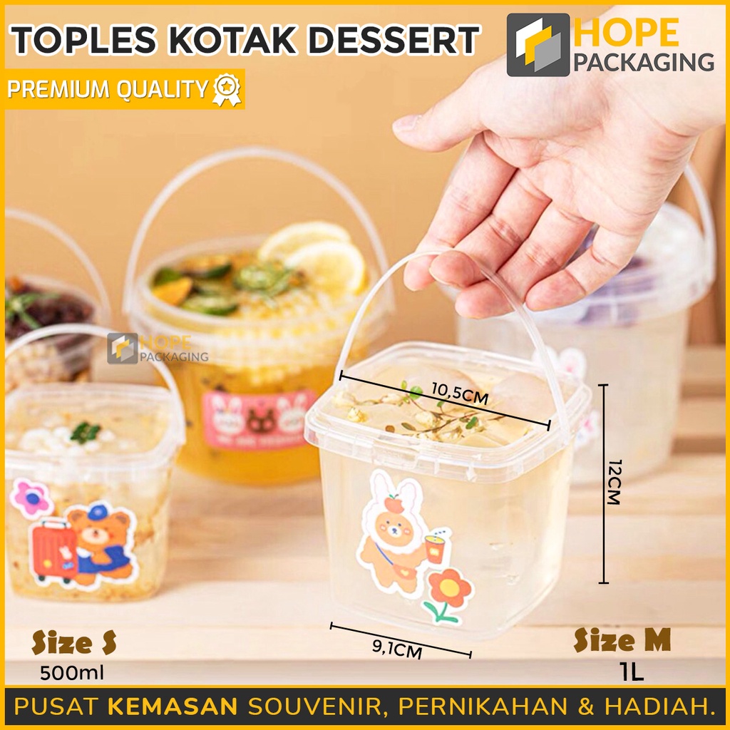 Toples Kotak Dessert 1 Liter 10,5cm  Size M Box Mika / Korean Box / Box Kue / Dessert Box / Cup Pudding