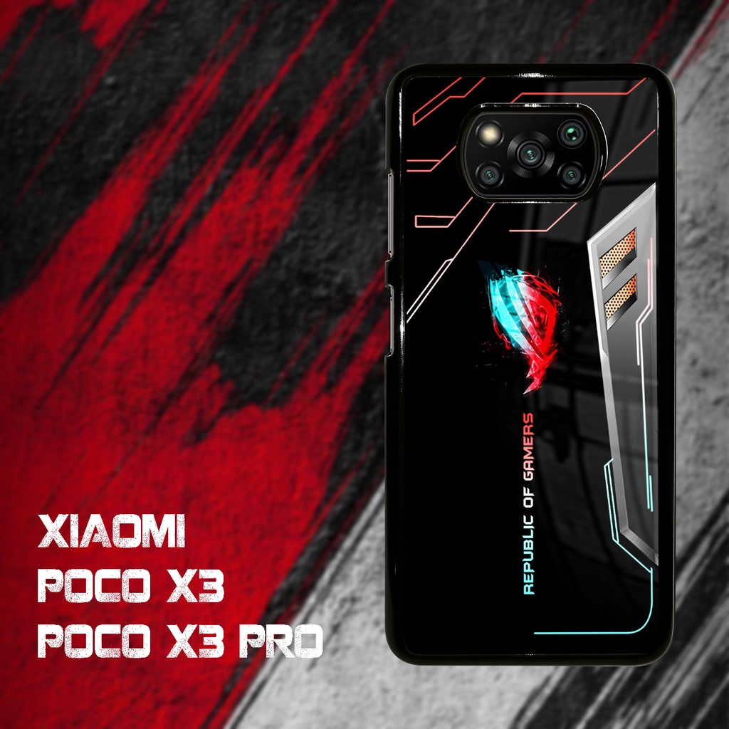 Case Kilau Poco Phone X3 | X3 NFC | X3 PRO | Casing Hp Xiaomi | Pelindung Smartphone | Motif ROG
