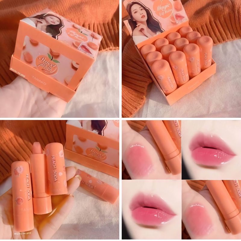 Lipstik Lip Balm Tanako Peach Soda Menyegarkan Mencerahkan Bibir Lipbalm Lipstick MAGIC sweet Tanako Sensasi Peach Soda Pada bibir Kering pecah pecah Rusak Mengembalikan Merah bibir Secara alami Lipstik Berkualitas OYAYA KOSMETIK PEKANBARU grosir Riau