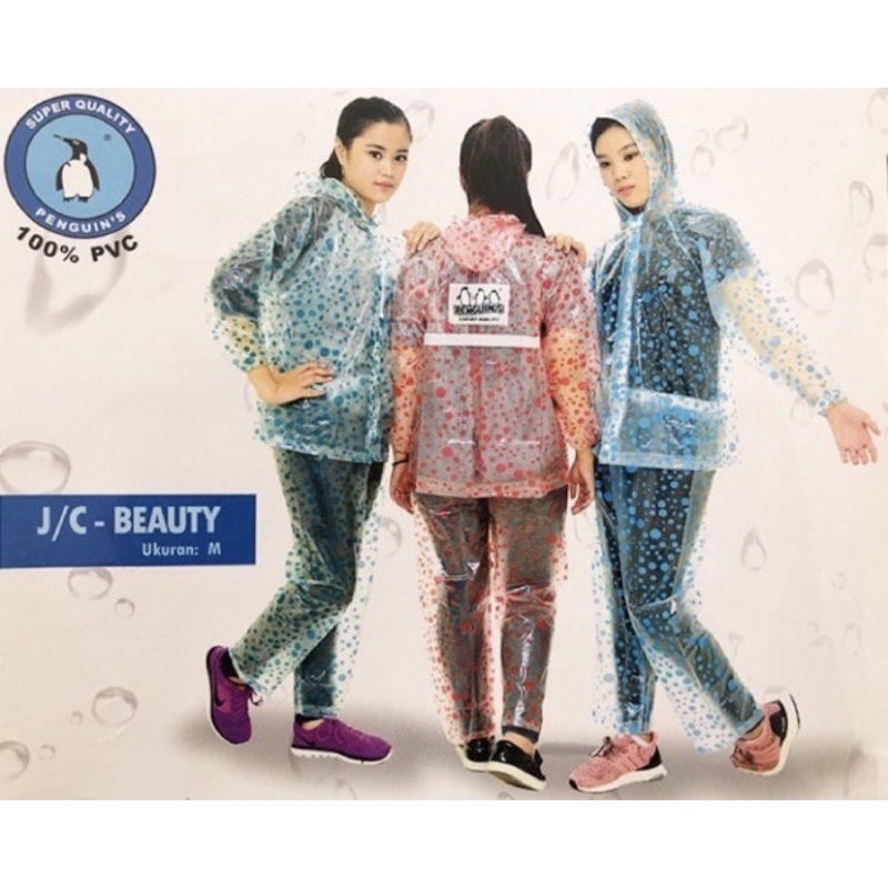 Jas Hujan PENGUIN Stelan Polkadot Celana Jaket Penguin’s stelan tebal