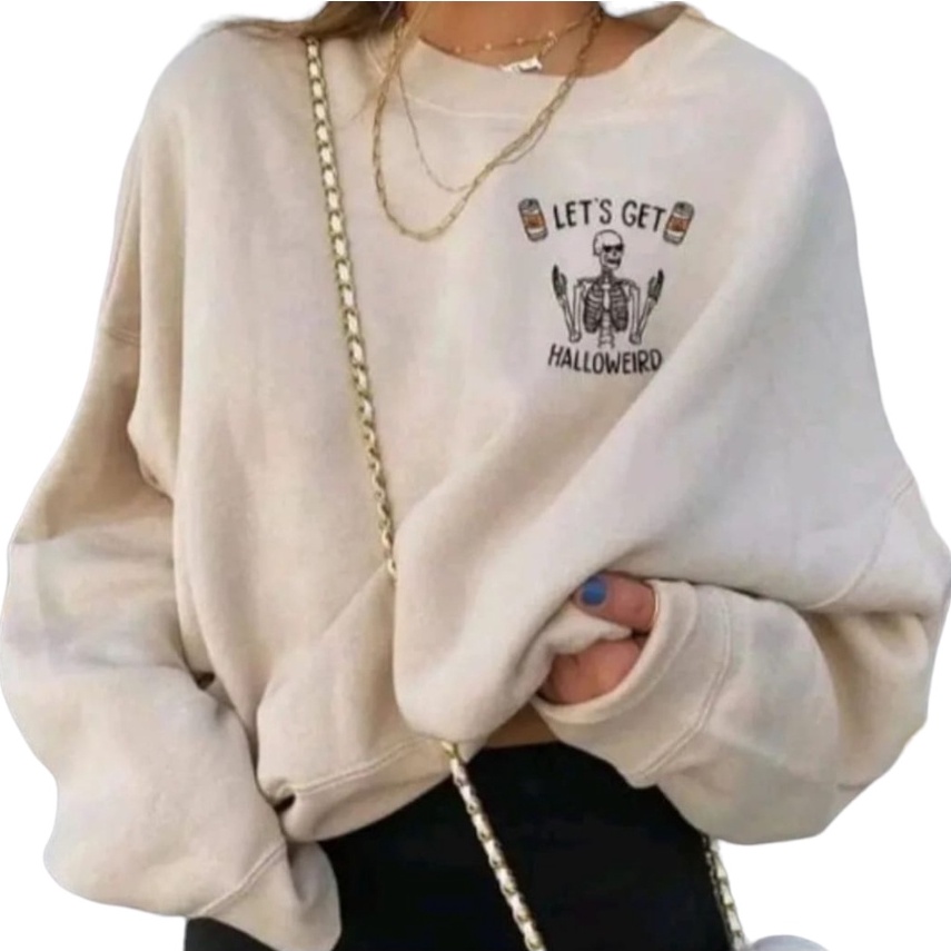 Crewneck Wanita Lets Get Sweater Wanita Oversize