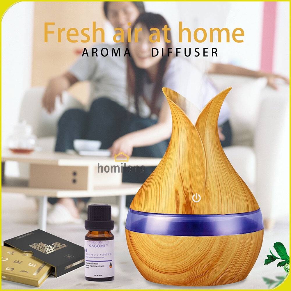 Air Humidifier Aromatherapy Oil Diffuser Wood Design 300ml JUTAOHUI  YX-188 Wooden Dark Brown