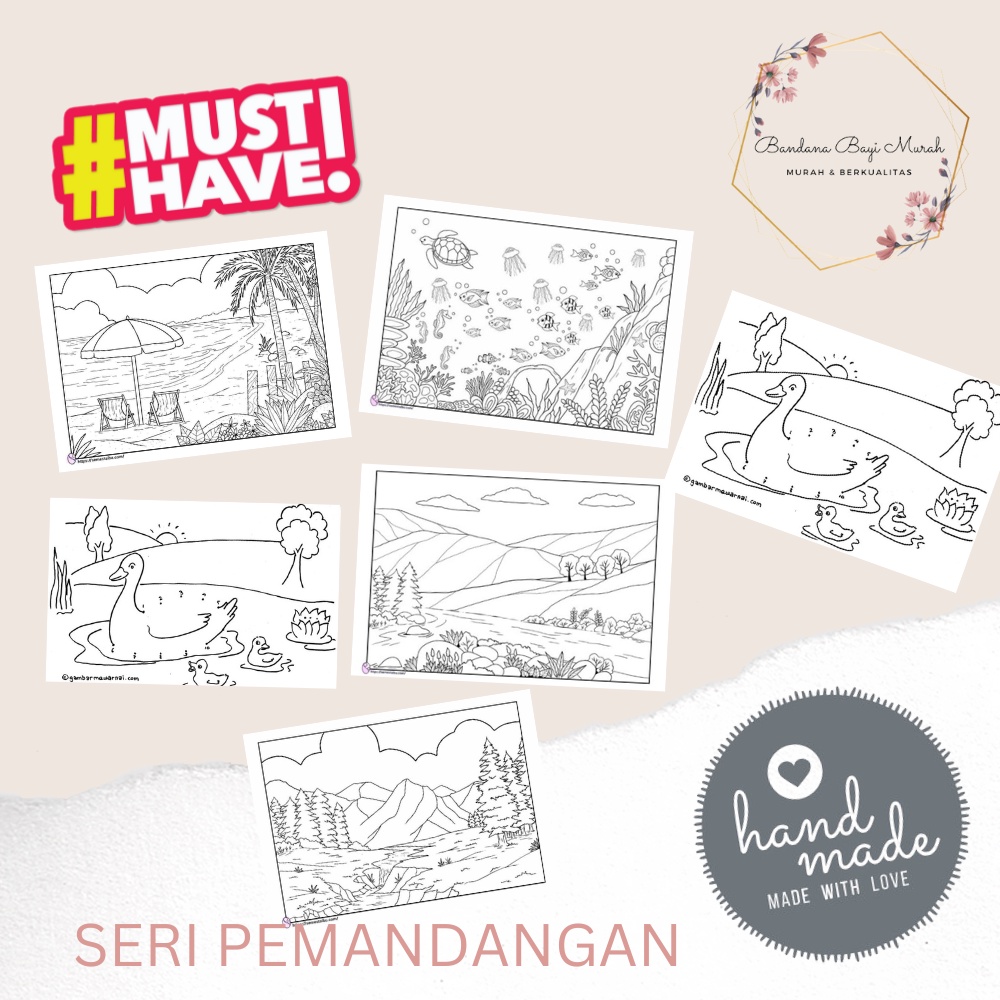 

5 LEMBAR MEWARNAI ANAK TK PAUD TEMA PEMANDANGAN ALAM WORKSHEET MEWARNAI ANAK SERI PEMANDANGAN