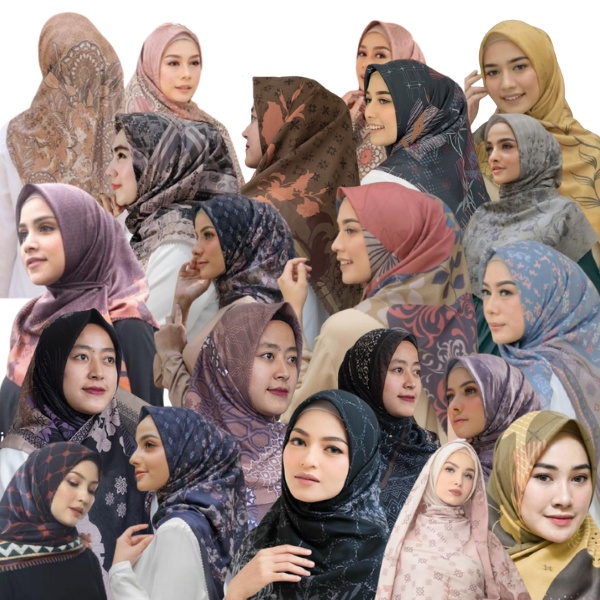 Kerudung Voal Motif Segi Empat 115 cm