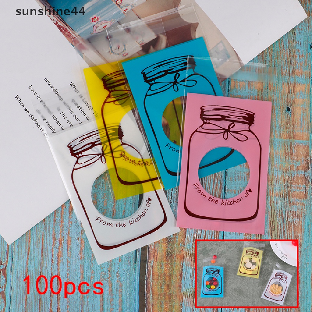 Sunshine 100PCS Kantong Plastik Permen / Biskuit Motif Kartun Dengan Perekat