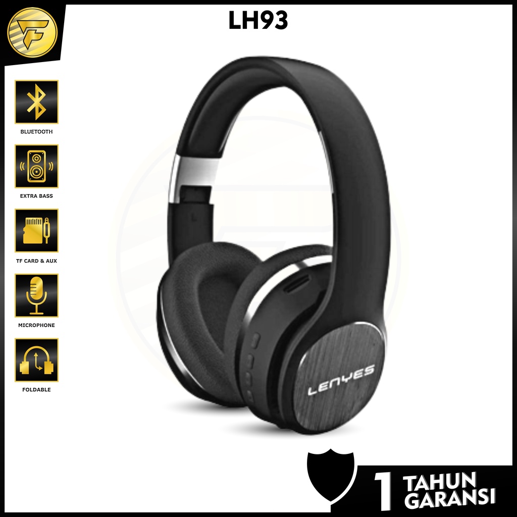 LENYES LH93 Pro Headphone Bluetooth 5.0 HIFI BASS wireless stereo headset bando microphone original