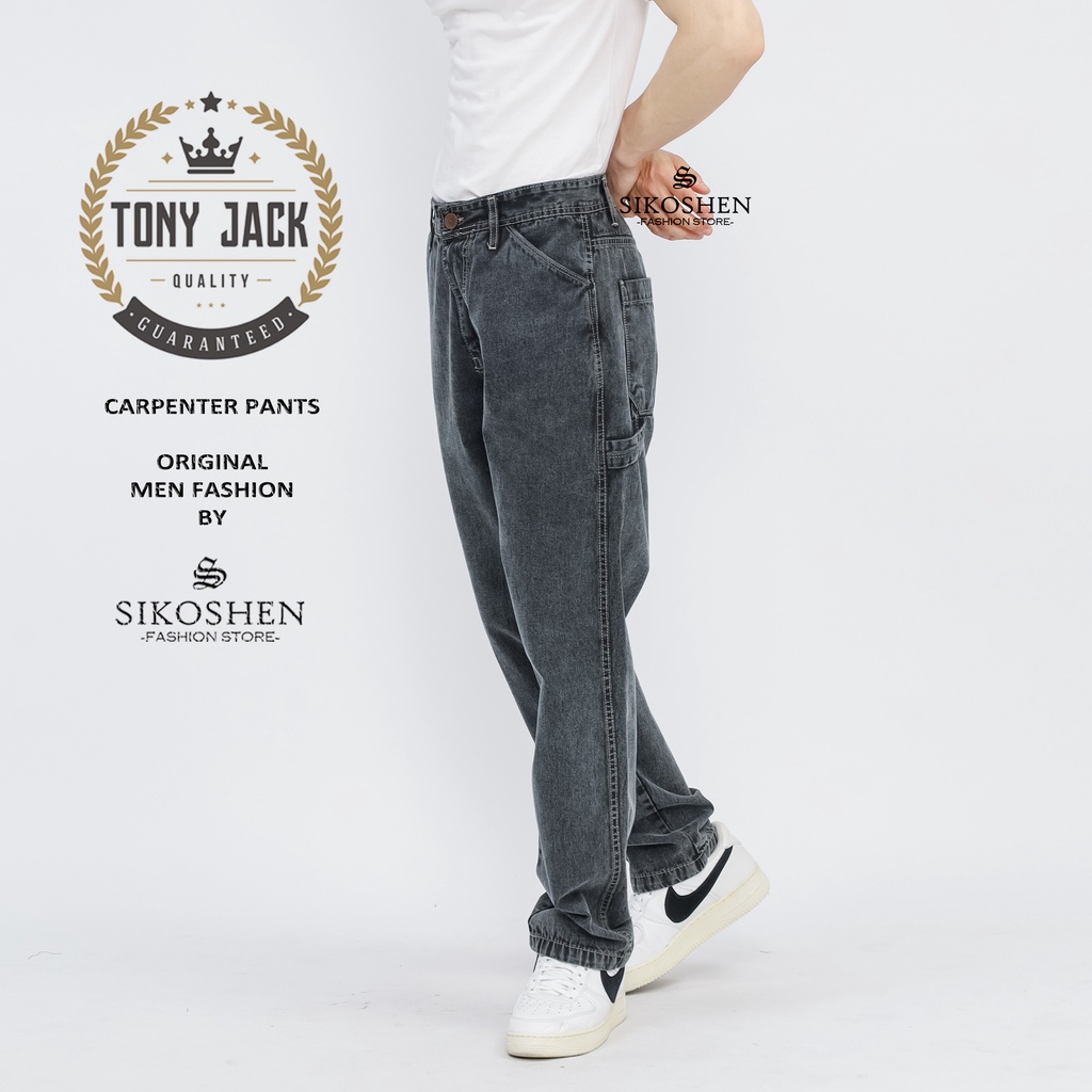 Celana Carpenter Pants Dark Grey TONY JACK | Celana Jeans Pria | Celana Baggy Pants | Fatigue Pants | Work Pants | Celana Oversize Pria