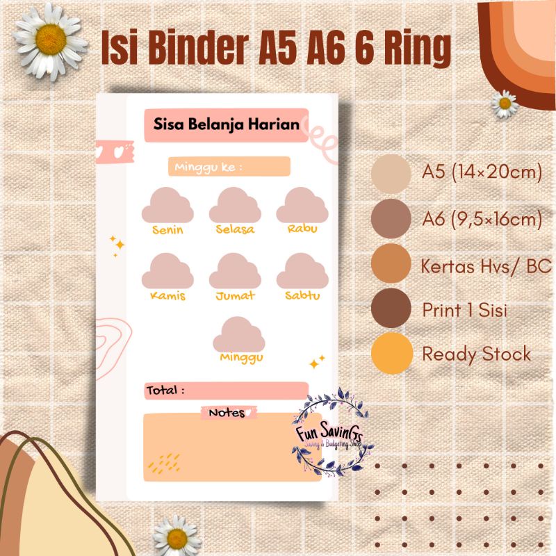 

[FUN] Isi Binder A5 A6 6 Ring | Sisa Belanja Harian