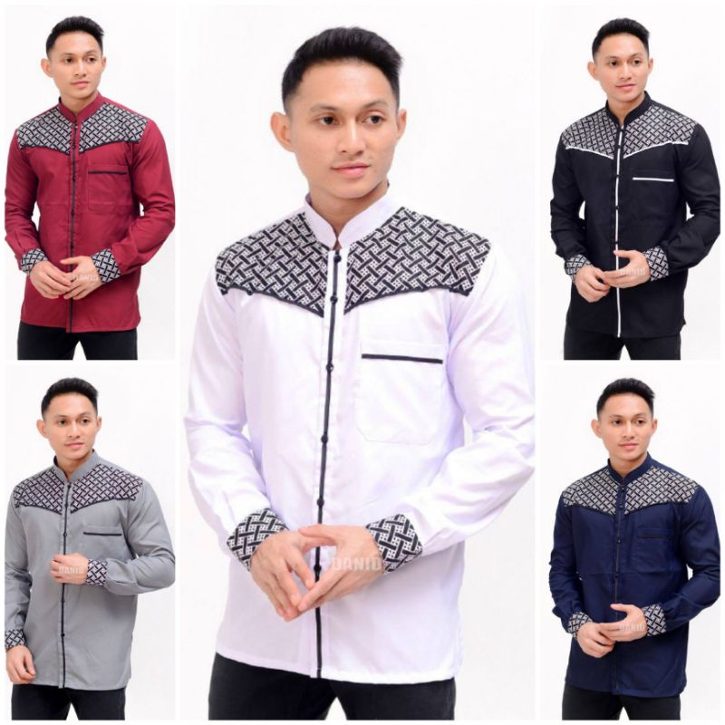 BAJU KOKO HADROH PUTIH PRIA DEWASA ATASAN MUSLIM AZ ZAHIR LENGAN PANJANG GUZ AZMI SPOON QUALITY