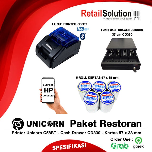 Paket Hemat Mesin Kasir Bluetooth untuk Restoran