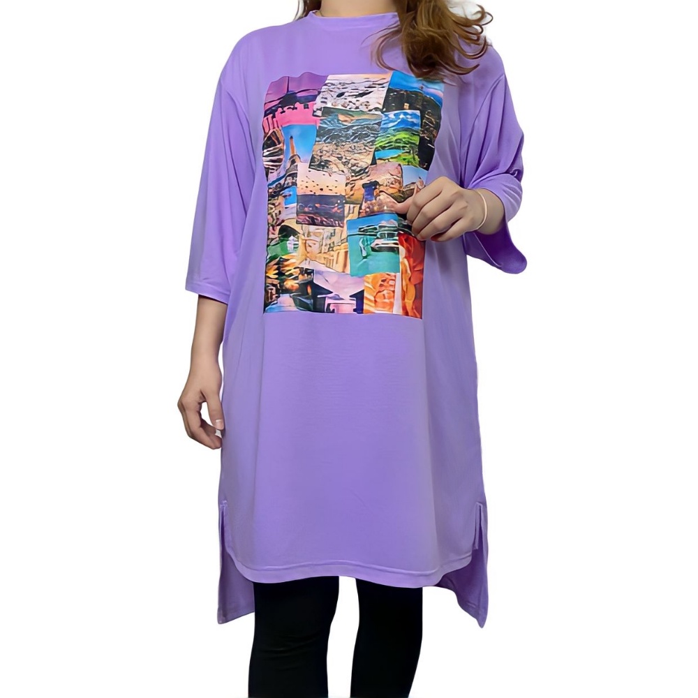 LD 120 TUNIK OVERSIZE PENGUIN KAOS VIRAL BAJU WANITA MULIM HIJAB FRENDLY BASIC