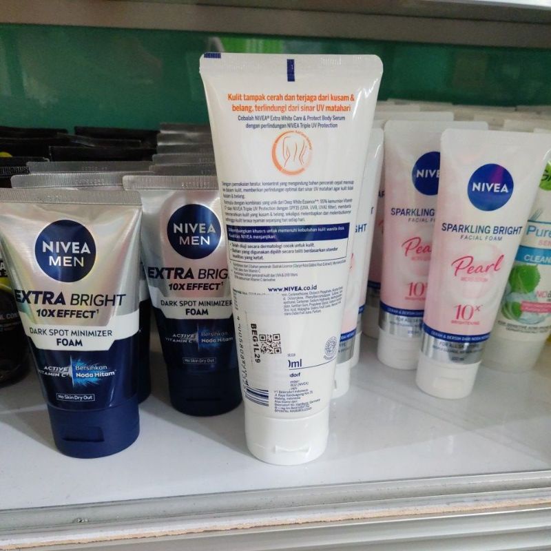 Nivea Body Serum 180ml Extra White Care &amp; Protect SPF 15 UV Lotion Badan Losion Mencerahkan Kulit Kusam &amp; Belang