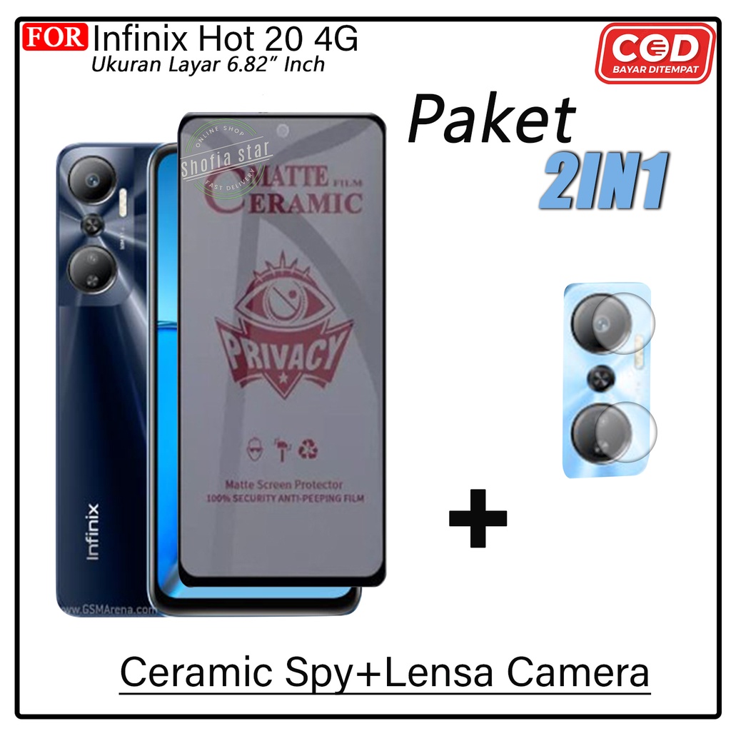 PAKET 2IN1 Anti Gores Ceramic Privacy Infinix Hot 20 Hot 20s Hot 20i Hot 30i Hot 30i Nfc Hot 30 Play Anti Spy Full Cover