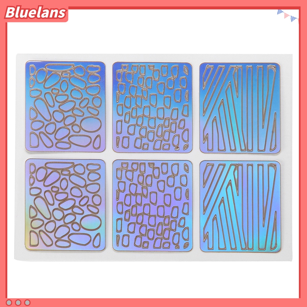 Bluelans 6 / 12 / 24 Lembar Stiker Stensil Cetakan Kuku Bahan Vinyl Untuk Nail Art DIY