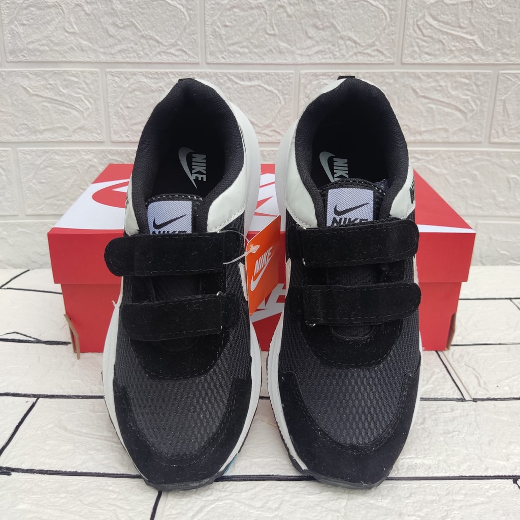 DISKON!! SEPATU ANAK TK SD SMP SEKOLAH GRADE ORIGINAL NIKE AIR MURAH SEPATU KASUAL KEREN TERBARU HITAM PUTIH VELCRO