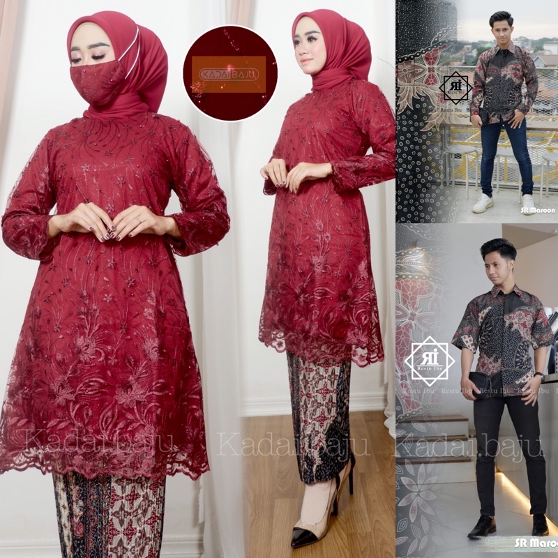 Kebaya couple tunik tille | Kebaya modern | Kebaya brukat | Batik couple