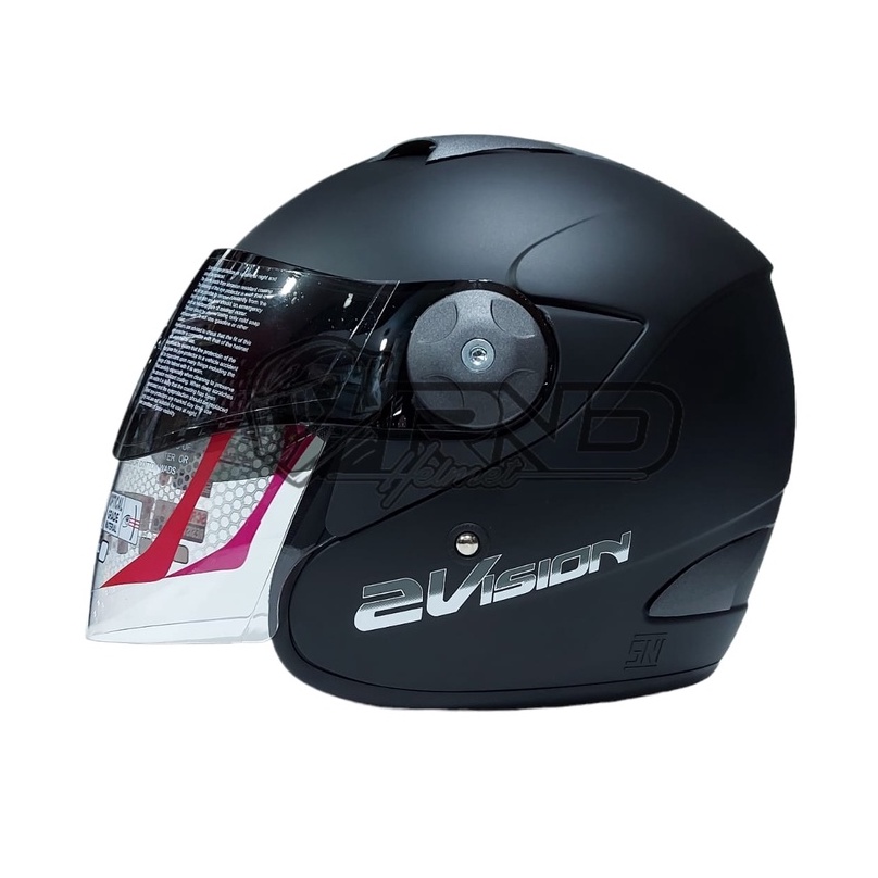 Helm KYT 2 Vision Hitam Doff Original Half Face SNI DOT