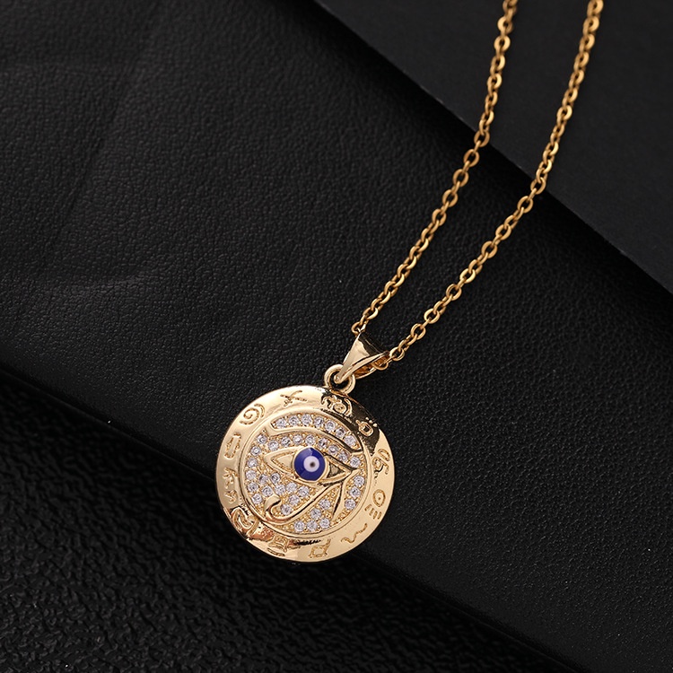 Kalung Rantai Klavikula Desain Mata Bahan Zirkon Gaya hip hop Eropa Dan Amerika