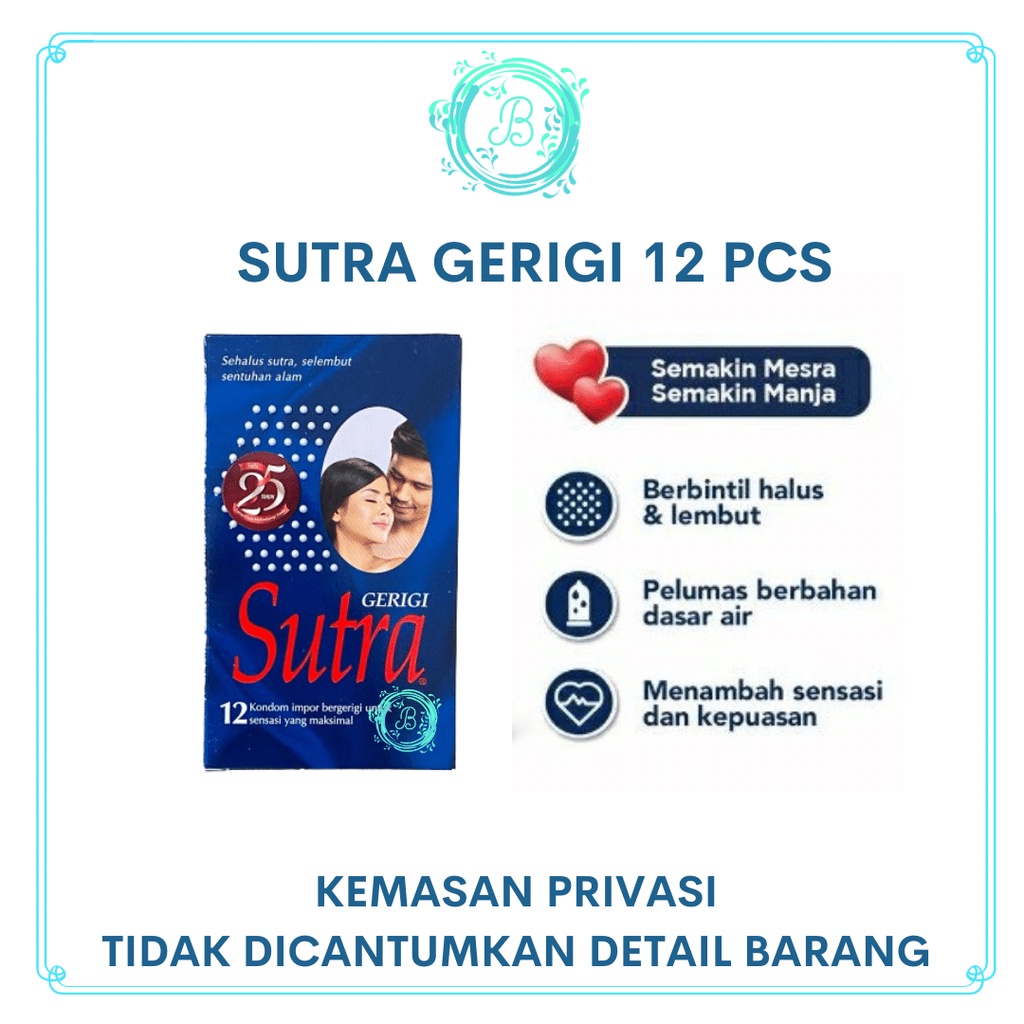 Kondom Sutra Gerigi 12 Pcs Alat Kontrasepsi Sutra Tekstur Bintil-Bintil Bergerigi 12s