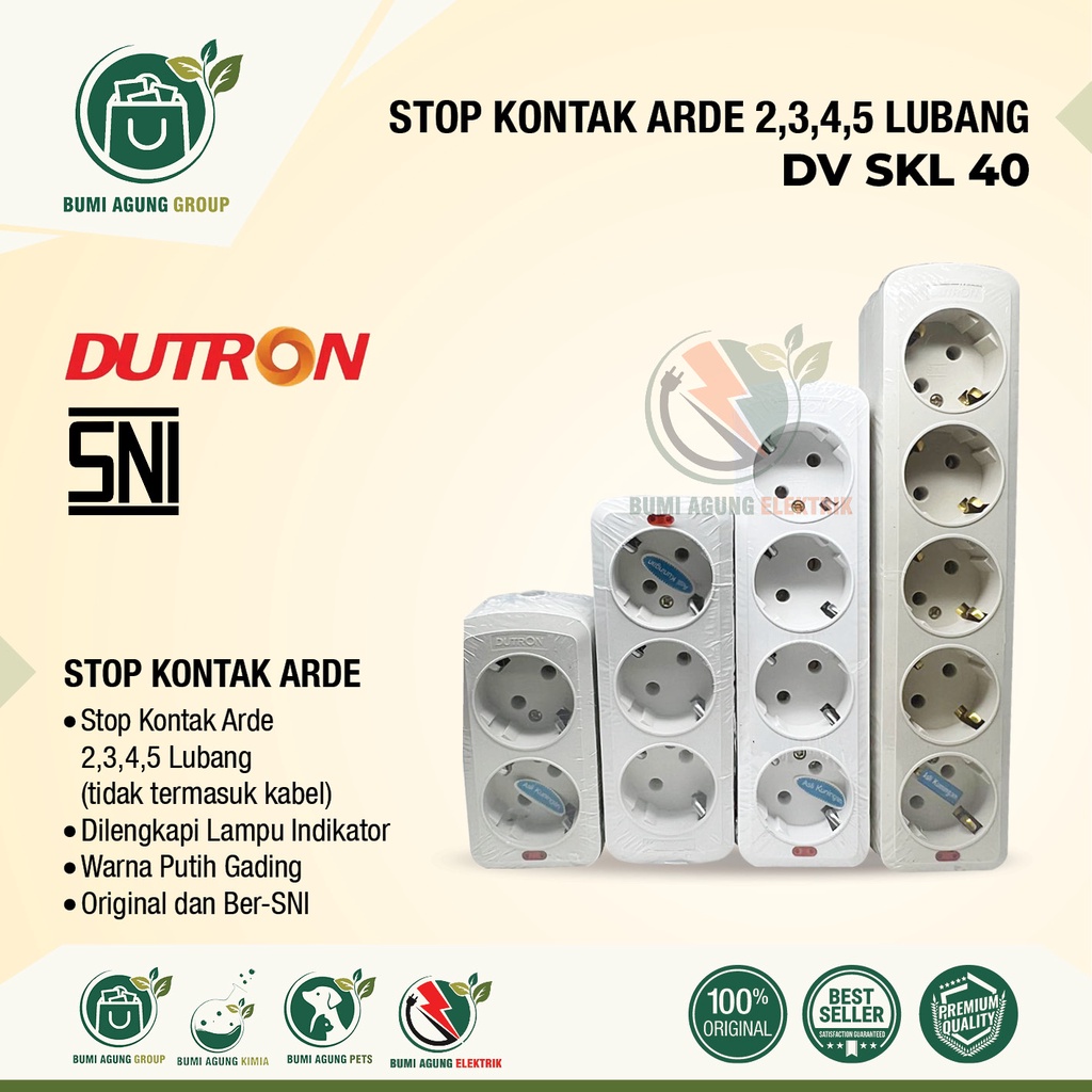 Stop Kontak 2/3/4/5 lubang DUTRON SNI 2 / 3 / 4 / 5