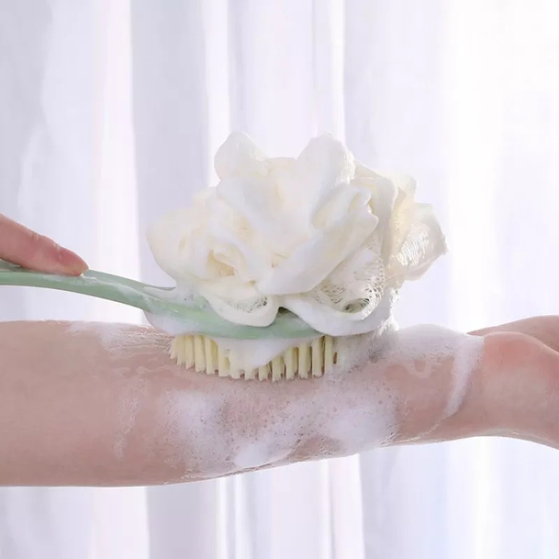 【COD+Pengiriman Cepat】YUN Mall Sikat  Punggung Shower Puff Tongkat 2In1 Alat Pembersih Punggung Spons + SPON / Tongkat Mandi 2in1 Gagang Panjang / Spons Pembersih Praktis Shower Puff Sikat Busa Punggung