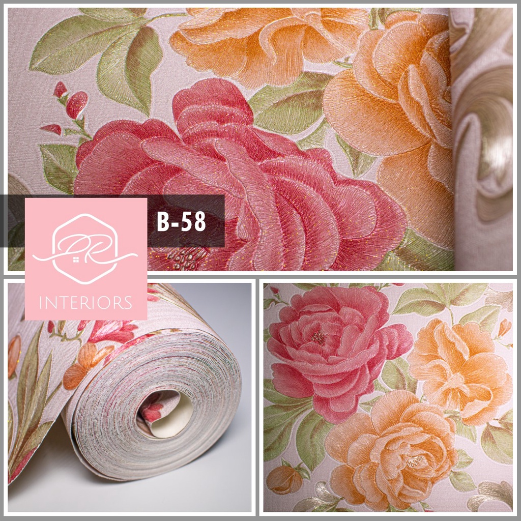 Wallpaper Dinding Vinyl Premium Bunga Mawar