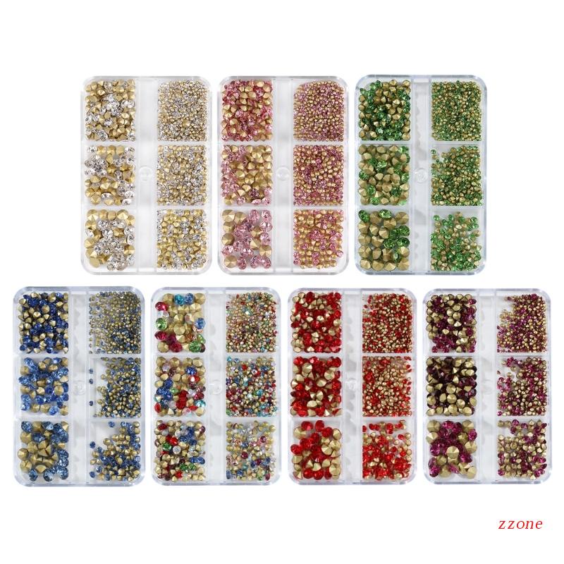 Zzz Manik-Manik Berlian Imitasi 6 Sekat Untuk Nail Art Charms