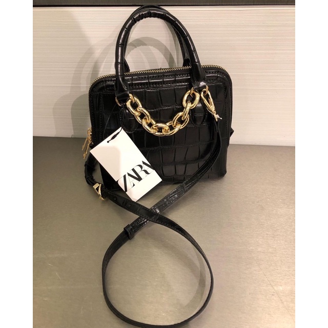 ZARA CROSSBODY BAG CROCO BLACK SALE