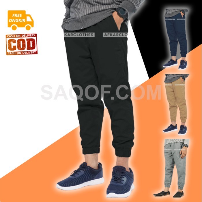 AFKAR Celana Panjang Sirwal Jogger Joger Pants Jumbo Pria Cowok JGR - S(N2X6) clana chino ,slim fit 