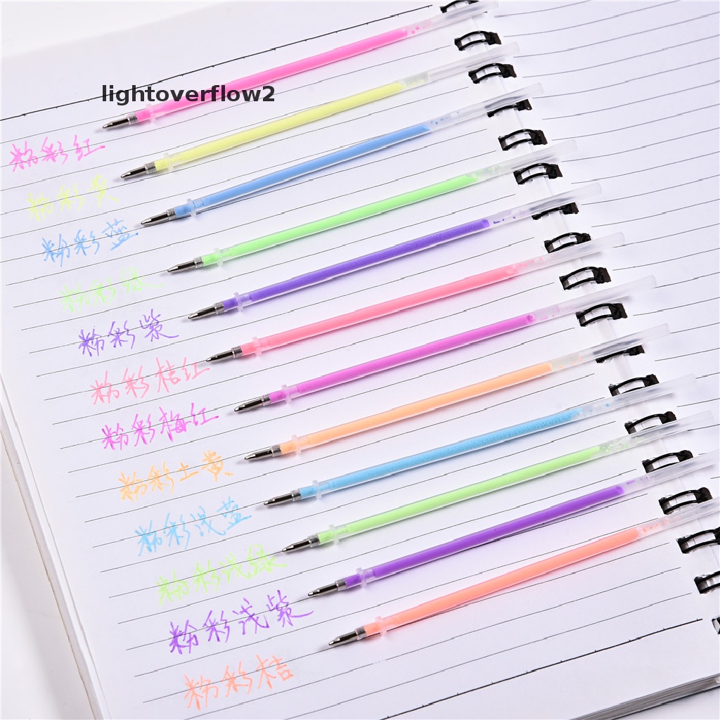 (lightoverflow2) 48pcs / Set Pulpen Gel Fluorescent Warna-Warni Neon 48pcsset Spidol Gel Rollerball Warna Pastel Neon Untuk Sketsamenggambar