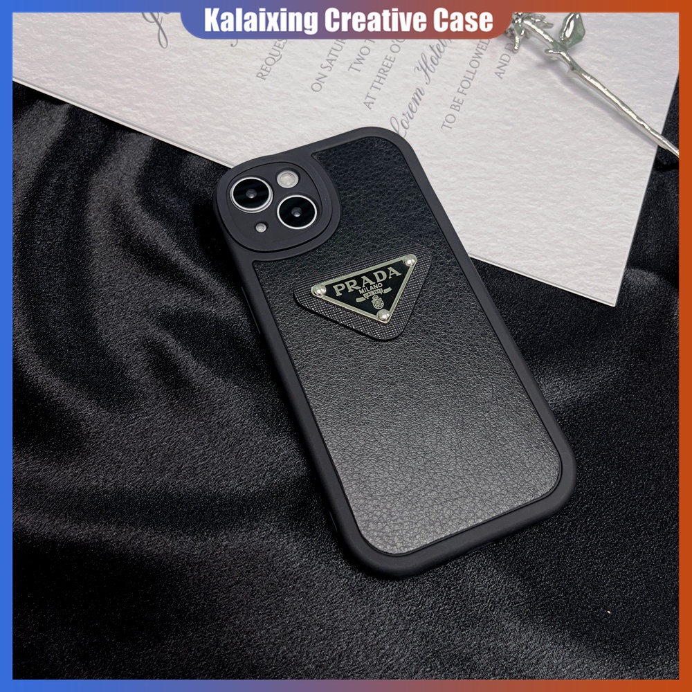 Case Bahan Kulit Desain Prada Untuk iPhone 14 ProMax 14 Plus 13 12 11 Pro Max Xs Max Xr X Xs