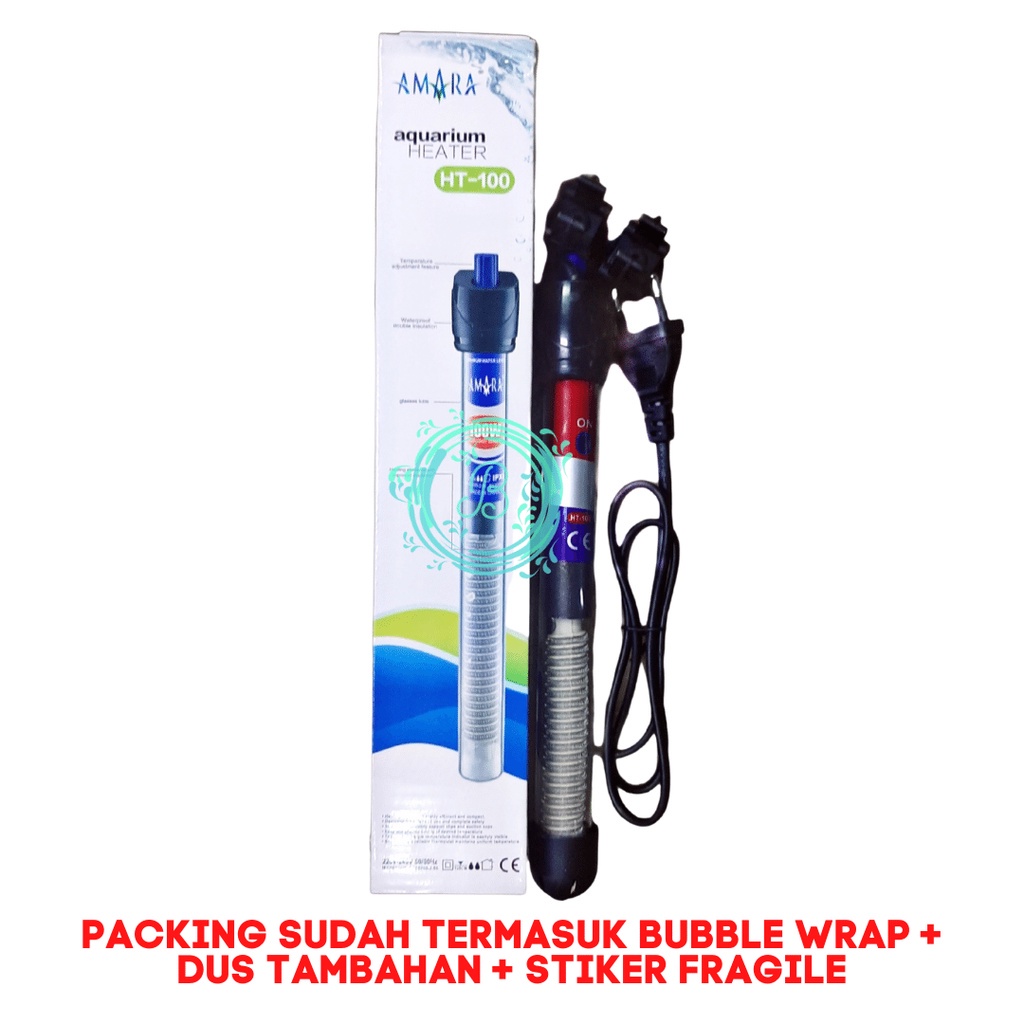 Amara Heater Kaca 50w 75w 100w Hiter Alat Pemanas Penghangat Suhu Air Aquarium Aquascape