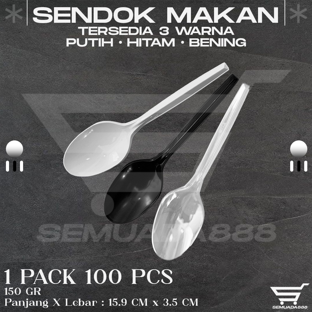 Jual [isi 100 Pcs] Sendok Makan Plastik Hitam Kcs Sendok Plastik