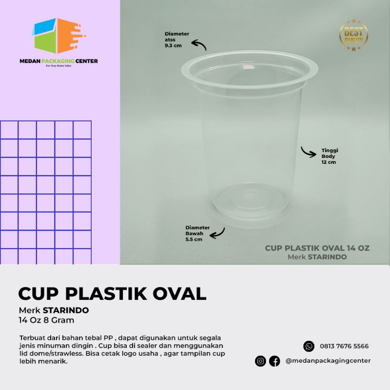 Cup Plastik Oval 14oz  8gr Starindo