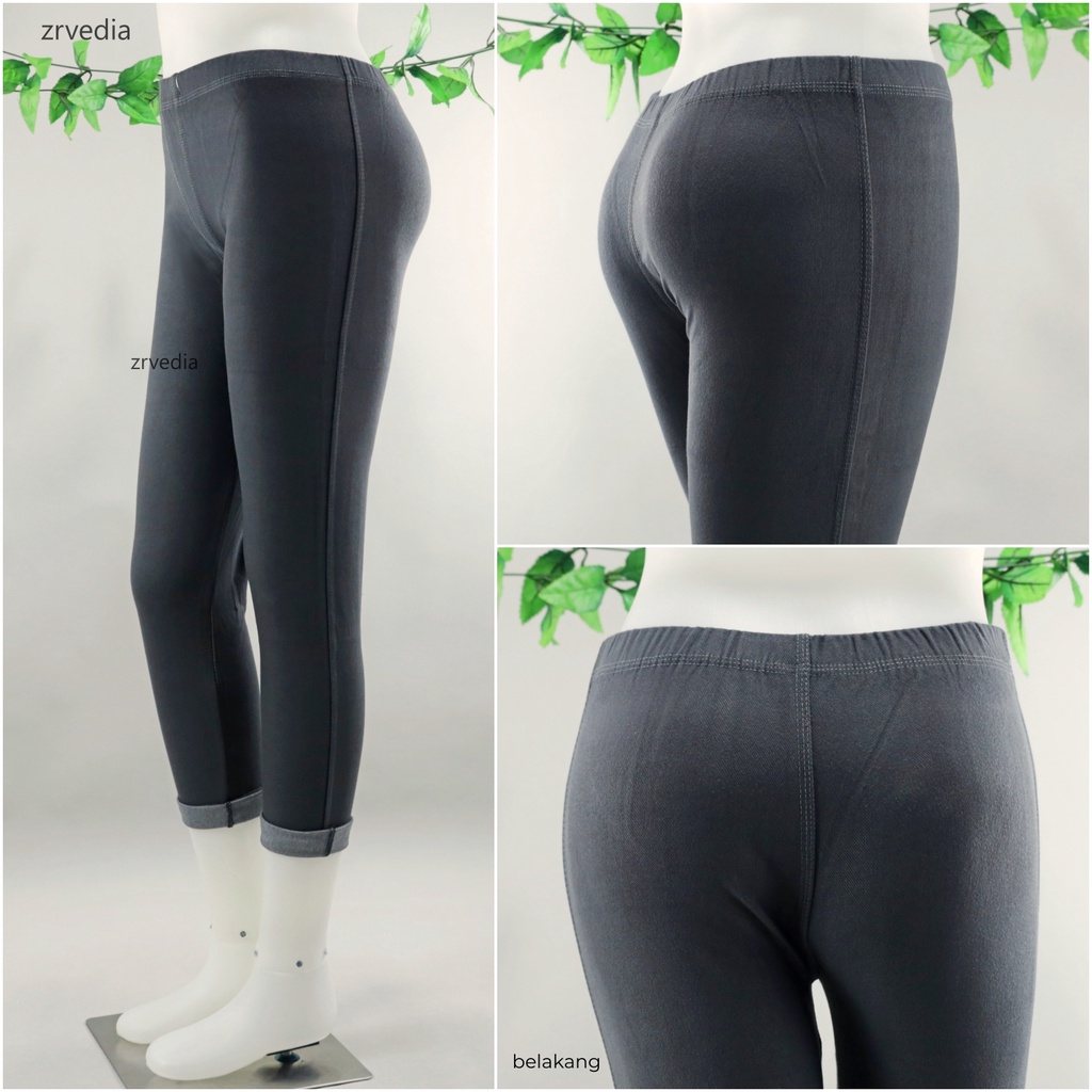 Legging Jeans uk Normal Tanpa Kantong / fit to L kecil Celana Panjang Polos Dewasa Jeans Tebal Ketat