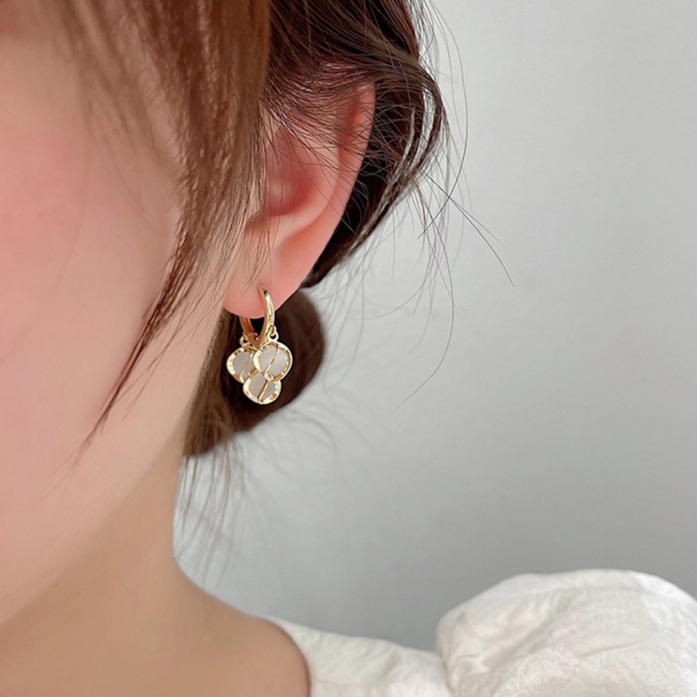 Anting Tusuk Gantung Desain Geometri Hias Opal Bulat Gaya Retrokoreasimple Untuk Wanita