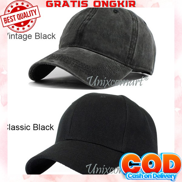 Topi Baseball Pria Polos Distro Pria Hitam Bordir Jaring Baseball Cap Import Model Denim Topi Pria K